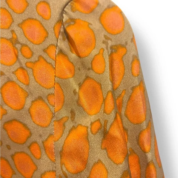 Fendi Tunic Dress Size 40 US 6 Orange Gold Abstract Silk Mod Style Made in Italy - Picture 12 of 16